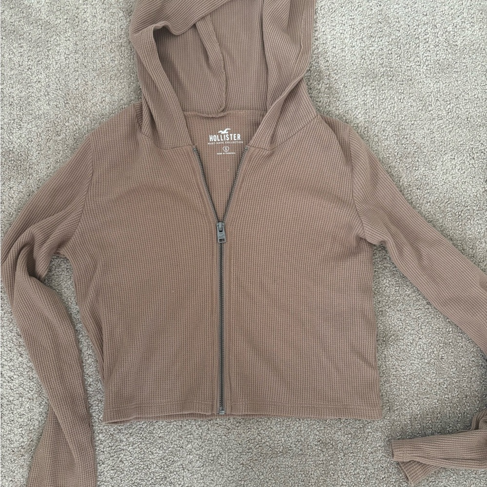 Hollister Tan Ribbed Hoodie